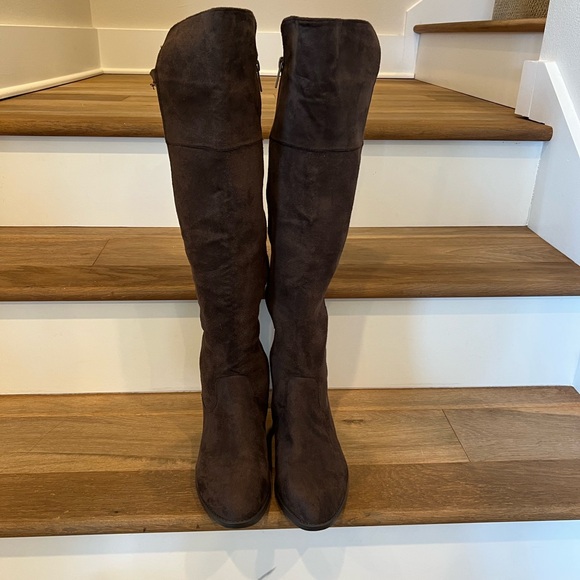 Brown Fabric Suede Women's Knee-High Boots size 8 NWT - Picture 1 of 9